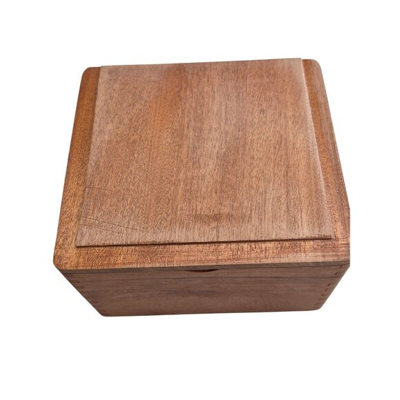 Wooden Storage Box Hinged Lid Keepsakes Jewelry Trinkets - Picture 5 of 8